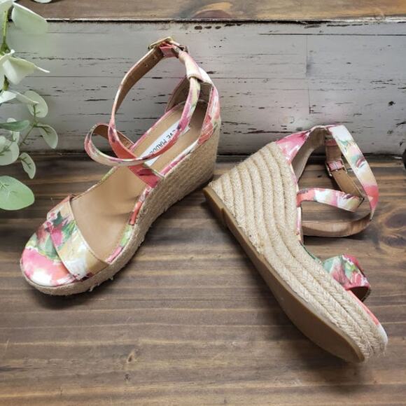 Steve Madden Floral "Montaukk" Espadrille Platform Wedge Heeled Sandals Size 6.5 - Picture 2 of 8